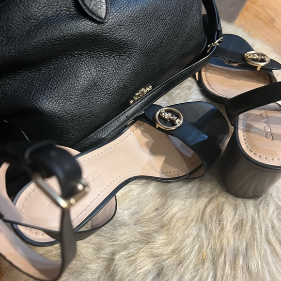 Coach Black Leather Heels Size 10 - Picture 3 of 16